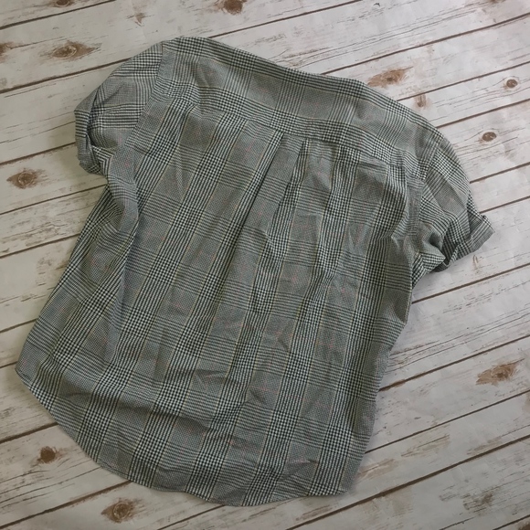 Lands' End Short Sleeve Green Plaid Seersucker - Picture 5 of 6